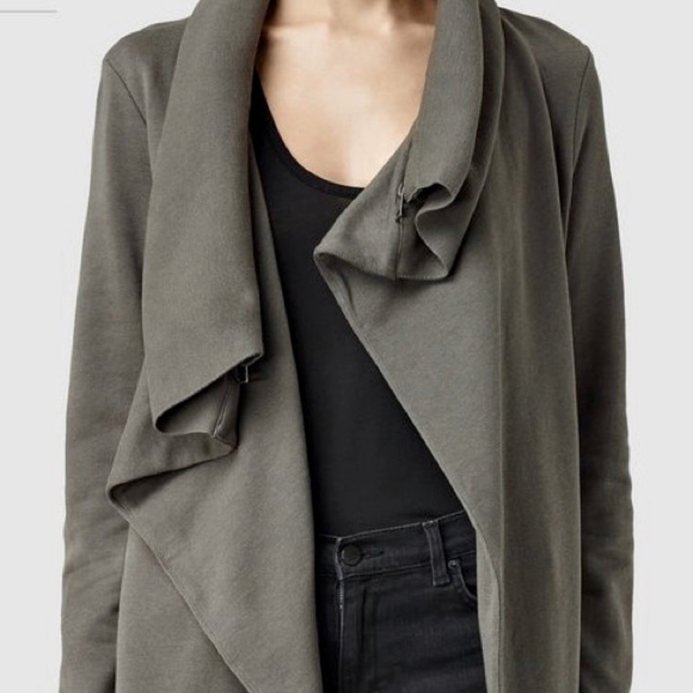 ALLSAINTS Dahlia Drape Sweatshirt - Dark Grey - XSmall